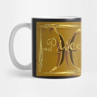 Pisces, zodiac sign in 3D gold look Mug